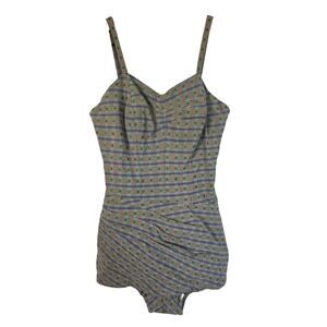 Vintage 1950s Rose Marie Reid Draped Sheath One Piece Pin Up Swimsuit Size Small